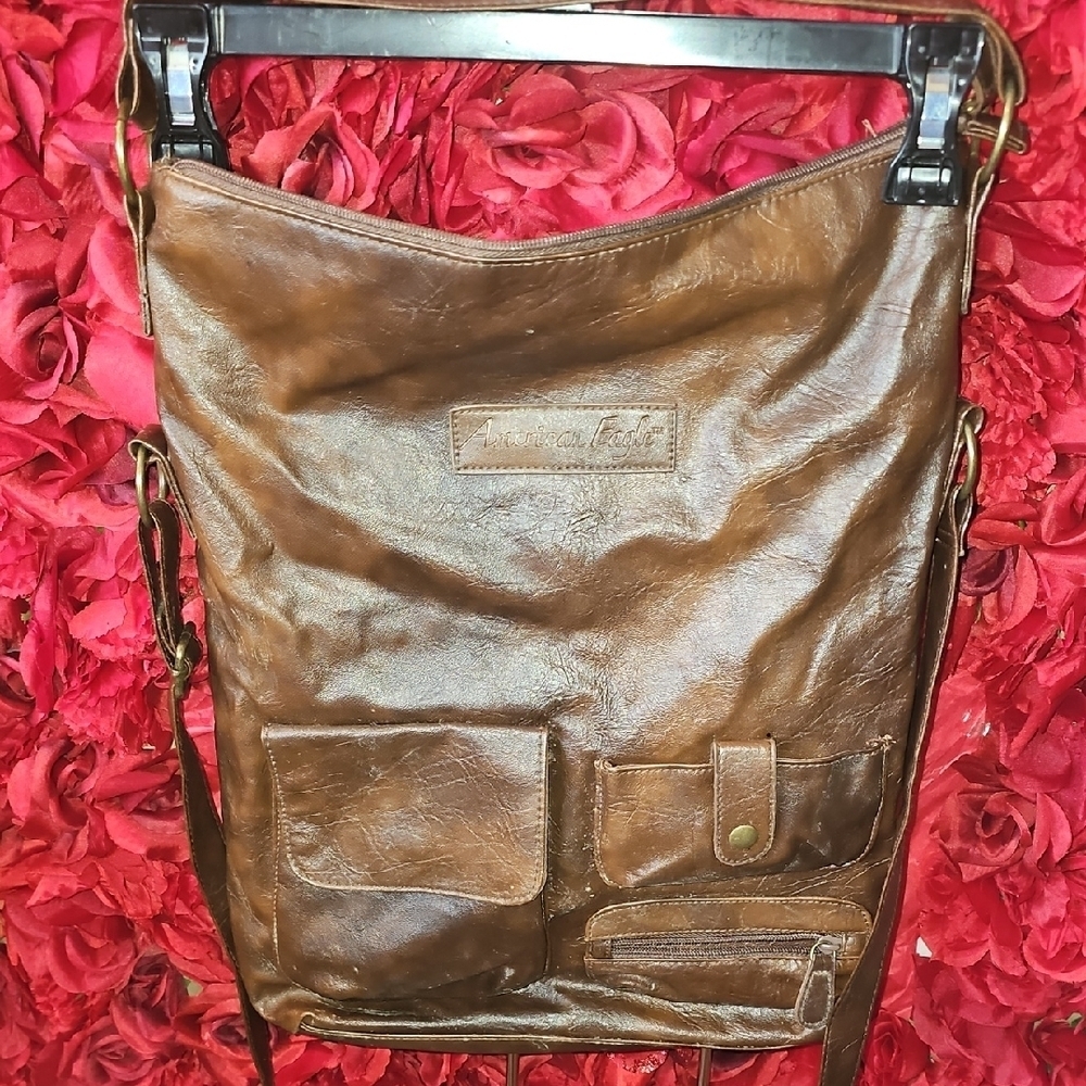 American Eagle Brown Faux Leather Crossbody Bag LIKE NEW